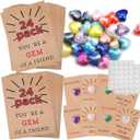 48 Pack Gem Valentines Day Cards,Valentine's Day Cards with Heart-Shaped Gemstone for School Classroom Class Party Favor,Valentines Heart Crystals with Cards Exchange Gift for Boys Girls