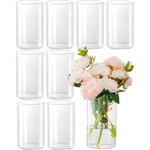 DYMFADFB 9pcs Glass Cylinder Vases for Centerpieces - 6 Inch Tall Flower Vase for Wedding Decorations, Clear Glass Flower Vases Floating Candle Holder for Table Centerpiece Wedding Home Décor