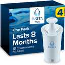 Brita Plus Water Filter, BPA-Free, High-Density Replacement Filter for Pitchers and Dispensers, Reduces 2x Contaminants*, Lasts Two Months or 40 Gallons, Includes 4 Filters