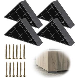4-Pack Couch Risers, Heavy Duty Plastic Triangle Couch Legs, 5.9 Inch Black Sofa Replacement Feet with Screws for Chair, Table, Cabinet & Bed Risers