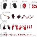 2 x Bloody Stickers Halloween Window Clings: Peel and Stick Scary Handprint Footprint Decorations Wall Decals for Glass Doors & Classroom Parties - Halloween Decor Lovers