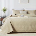 Decoreagy Full/Queen Quilt Set,Beige Quilt Bedding Set with 2 Pillow Shams,Soft Lightweight Diamond Pattern Bedspread Coverlet,Modern Style Summer Quilted Comforter for All Season(Beige,90"x96")