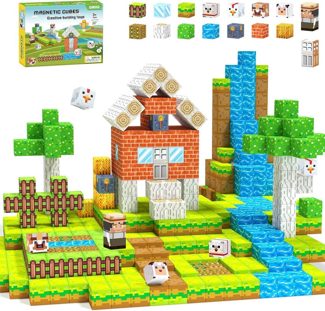 Magnetic Blocks, Valentines Day Gifts for Kids, Easter Basket Stuffers, Creative Magnet Building Blocks, STEM Sensory Toys for Ages 3-5, 5-7, 8-13, Christmas Birthday Gifts for Boys & Girls