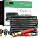 POHIR 3/8 Inch Pressure Washer Hose 25 FT with Adapter Set, 4800PSI Hot and Cold Water Max 248F, High Tensile Wire Heavy Duty Commercial Grade Hose, 2pcs M22 14mm to 3/8 Quick Connect Accessories