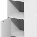 Furinno Fulda Bathroom Storage Cabinet, 5-Tier Bathroom Cabinet, Narrow Cabinet with Door and Adjustable Shelves, 32H, for Small Spaces, Bathroom, Living Room, Entryway, White