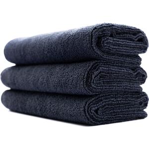 The Rag Company - Sport & Workout Towel - Gym, Exercise, Fitness, Spa, Ultra Soft, Super Absorbent, Fast Drying Premium Microfiber, 320gsm, 16in x 27in, Midnight (3-Pack)