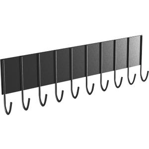Magnetic Key Holder Wall Mount, Key Hanger Wall Mount Magnet With 10 Hooks, Black Magnetic Hook Rack For Indoor Outdoor Hanging, Magnetic Key Hooks For Hanging Keys, Kitchen Utensils, Grill Tools