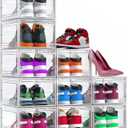 Secret Space 10 Pack XX Large Thicken Hard Shoe Organizer Storage Boxes for Closet, Modular Space Saving Shoe Boxes Clear Plastic Stackable Sneaker Containers Display Case with Lids, White