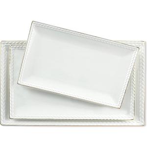 Kassel Ceramic Serving Platter Set | 16/14/12 Rectangular Serving Trays for Entertaining at Parties and Weddings | Oven Safe Extra Large Serving Trays for Tacos, Steak, and Cake