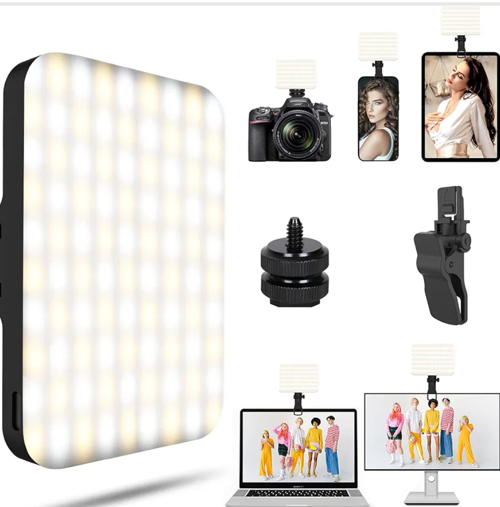 USB-Rechargeable LED Phone Light - Portable Photo Light with 97+ CRI, Up to 6500K Color Temperature for Selfie, Zoom Conference, Video, Makeup and Live Stream