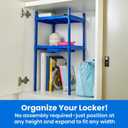 LockerMate Double Locker Shelf, Adjustable Width and Height to Fit Most School Lockers, Blue, 10 inches x 7.5 inches x 24.25 inches