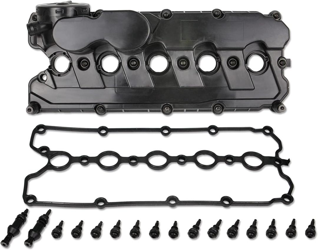 MITZONE Engine Valve Cover Compatible with 2006-2014 Volkswagen Jetta Beetle Golf Passat Rabbit SportWagen 2.5 L5 Cylinder Replace 07K-103-469-L 07K-103-469-F