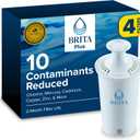 Brita Plus Water Filter, BPA-Free, High-Density Replacement Filter for Pitchers and Dispensers, Reduces 2x Contaminants*, Lasts Two Months or 40 Gallons, Includes 4 Filters