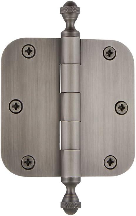 Grandeur Hardware 824304 3.5" Acorn Tip Residential Hinge with 5/8" Radius Corners in Antique Pewter