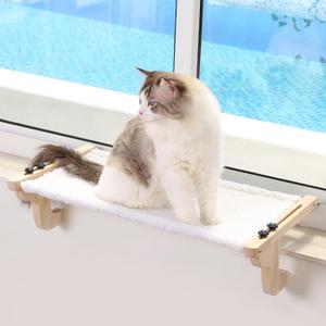 Easy Seat Cat Perch for Window Sill - Hammock Design w/Pine Wood & Robust Metal Frame - Cat Window Seat for Large Cats and Kittens (Natural Color Wood w/White Bed, Large (26''W x 14''D)) (Large (26''W x 14''D), Natural Color Wood w/ White Bed) Easy Seat Cat Perch for Window Sill - Hammock Design w/Pine Wood & Robust Metal Frame - Cat Window Seat for Large Cats and Kittens (Natural Color Wood w/White Bed, Large (26''W x 14''D)) (Large (26''W x 14''D), Natural Color Wood w/ White Bed)