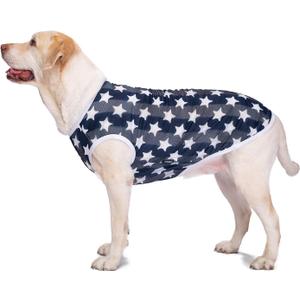 HDKUW Pet Clothes,Dog Summer T-Shirt Cool Breathable Sunscreen Dog Vest Clothes Outfit Costume for Medium Large Dogs Blue Star 5XL
