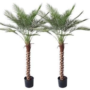 Artificial Palm Tree 5FT Large Fake Sago Palm Plant with 18 Trunks Perfect Tall Faux Tree in Pot for Indoor Outdoor House Home Office Garden Modern Decor Housewarming Gift (2Pack)