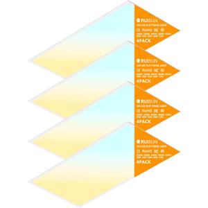 4 Pack 2x4 LED Flat Panel Light Drop Ceiling Office Fixture,9576LM, 30W/40W/50W/60W/72W Selectable,3000K/3500K/4000K/5000K/6500K 5CCT,Dimmable (0-10V) for Shop,Commercial Warehouse,ETL Listed