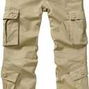 Alfiudad Womens Cargo Pants with Pockets, Women's Casual Military Army Hiking Combat Tactical Work Pants Trousers (18, Khaki)