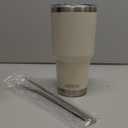 DS 30oz White Tumbler Stainless Steel Double Wall Vacuum Insulated Mug with Straw and Lid, Cleaning Brush for Cold and Hot Beverages (30oz White)