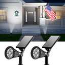 2 Pack Solar Spotlights Outdoor Waterproof for Flag, Tree, Statue, Number Sign, Plant Pot, Bright LED Outside Landscape Flood Lamp for Accent Uplighting Yard, Garden, Driveway, Walkway, Porch, Fence (Cool White)