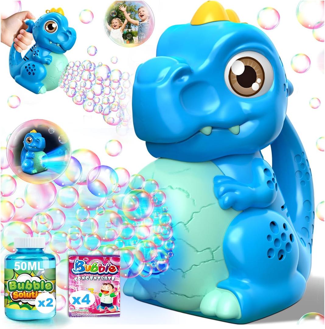 Zerhunt Dinosaur Bubble Machine for Toddler: Automatic Blower with Lights, Large 150ML Tank & Powerful Motor - Produces 15,000+ Colorful Bubbles/Min for Magical Party, Birthday