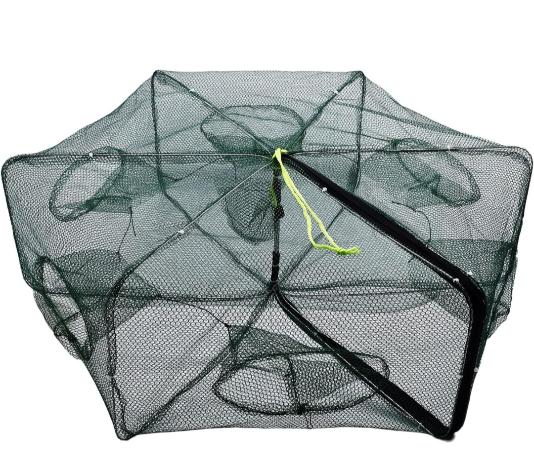 Portable Folded Fishing Net, Easy Use Traps Cage Baits Cast Mesh Trap for Minnow/Crawfish/Crab/Lobster/Fishes