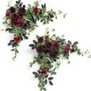 Ling's moment 2PCS Burgundy Artificial Floral Swags Wedding Arch Flowers Table Centerpieces Dark Red Rose Garland Wine Red for Sweetheart Head Table Easel Wall Entryway Board Backdrop