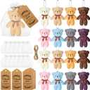 40 Sets 4.7 Inch Mini Stuffed Plush Bear Bulk Small Stuffed Animals Bear Doll Tiny Keychain Animal Ornament with Thank You Tags for DIY Crafts Birthday Gifts Wedding Party Favors(Retro Colors)