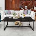 Black Coffee Table Rectangular Center Table for Living Room Open Space Side Table with Metal Frame, Easy Assembly,Wood Coffee Table, 35.43 X 17.72 X 13.19 Inches
