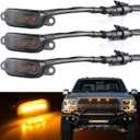 Boigoo Front Grille Light Compatible with Ford F150 Raptor 2004-2019 & Dodge Ram 1500 2013-2018 Raptor Style Aftermarket Grilles, Cars Grid Decorative Amber LED (Yellow Lights Smoked Lens) (Yellow - Smoked Lens)