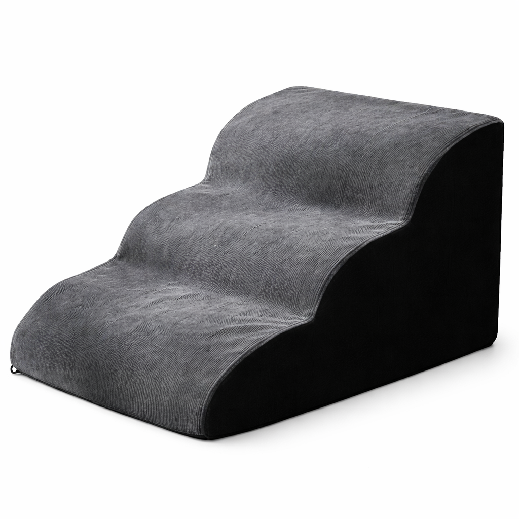 Dog Steps for Couch - Pet Stairs for Small Dogs and Cats, Dog Steps with Non-Slip Bottom Grey 3 Steps, Grey