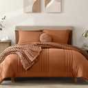 Monbix Burnt Orange Queen Size Comforter Sets, Queen Bedding Set 7 Pieces, All Seasons Comforters, Fluffy Bed Set Warm Bed in A Bag Queen with Sheets(Burnt Orange, Queen, 90''x90'')