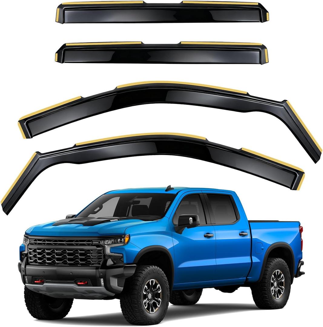 in-Channel Rain Guards for Silverado/Sierra 1500 2019-2026
Side Window Guard Shade Deflectors Compatible with Chevy Silverado/GMC Sierra 1500 Accessories 2019-2026
