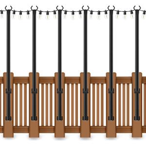 6 Pack 5 Ft String Light Poles, String Light Poles for Outside with Fixing Clips,Metal Poles for Outdoor String Lights, Hanging Light Poles for Deck Fence Garden Backyard Wall Bistro