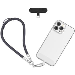 2 x Phone Wrist Strap - Universal Multi-functional Polyester Woven Wristband For Mobile Phones, with Two Tether Tabs and One Leather Buckles (Dark grey)