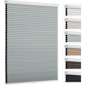 Changshade Cordless Cellular Shades, Blackout Room Darkening Black Out Honeycomb Blinds for Indoor Windows Bedroom, Pull Down Pleated Accordion Blind Easy Install, Shade Size 28" Wx50 H, Gray