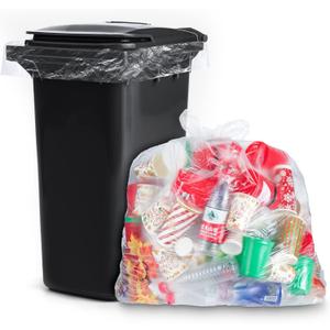 50 Pack 95-100 Gallon Trash Bags Clear Extra Large Plastic Recycling Heavy Duty Garbage Bags 59" x 71" 1.2 Mil Trash Can Liners for Home Kitchen Office Garage Backyard Contractor Storage Outdoor