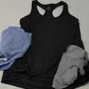 icyzone Women's Racerback Workout Athletic Running Tank Tops (Pack of 3) (S, Black/Granite/Blue)