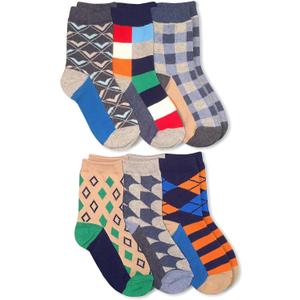 Jefferies Socks Boys' Little Fun Colorful Dress Crew Socks 6 Pair Pack (Medium, Multi)