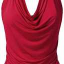 EIMIN Women's Casual Halter Neck Draped Front Sexy Open Back Tank Top (2XL)
