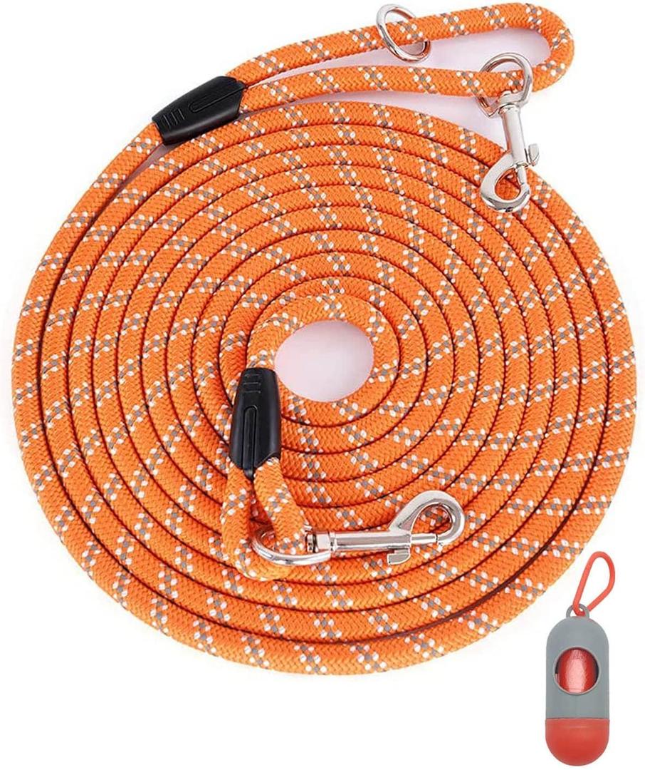 Long Dog Leash for Dog Training 50FT, Reflective Threads Rope Dog Leash, Heavy Duty Dog Lead for Large Medium Small Dogs Walking Playing, Camping, or Yard