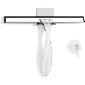 AmazerBath Shower Squeegee for Glass Doors, All-Purpose Squeegee with Suction Hook & Adhesive Hook, Clear Squeegee for Shower Glass, Windows, Mirrors, Tiles and Car Windows - 10 Inches, Clear