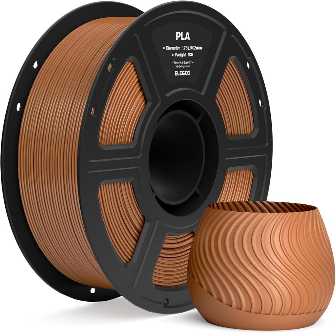 ELEGOO PLA Filament 1.75mm Brown 1KG, 3D Printer Filament Dimensional Accuracy +/- 0.02mm, 1kg Spool(2.2lbs) Fit Most FDM 3D Printers