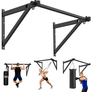 Wall Mounted Pull Up Bar, Adjustable Depth Pull-up Bar with 500LBS Weight Capacity, Maintain Upper Body Strength & Core Stability, Home or Garage Gym Chin Up Workout Training Station