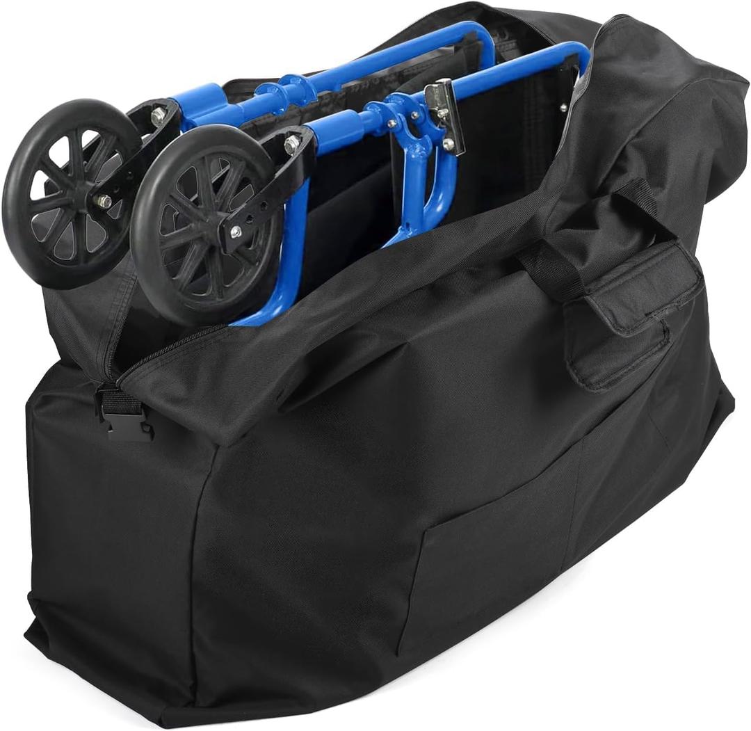 Upgraded Rollator Travel Bag, 840D Extra-Large Wheelchair Travel Bag, Carry Bags with Padded Straps for Folding Rollator Walkers, Transport Chairs, Car and Airplane TSA Traveling (37L X 29H X 14W)