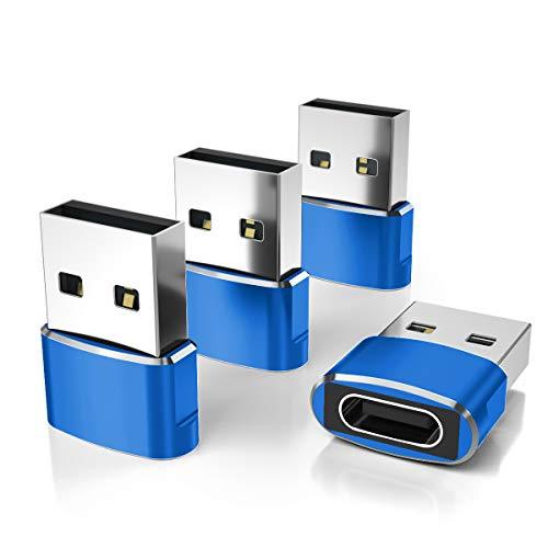 Elebase USB to USB C Adapter 4 Pack,Type C Female to USB A Male Charger Connector for Apple iPhone 16 15 14 13,iWatch 10,iPad 8 8th 9 9th 10th Air 4th 5 Mini 6 Generation,Samsung Galaxy Z Flip S24 S23