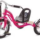 Schwinn Roadster Bike for Toddler, Kids Classic Tricycle, Low Positioned Steel Trike Frame w/ Bell & Handlebar Tassels, Rear Deck Made of Genuine Wood, Boys and Girls Ages 2-4 Year Old, Bright Pink
