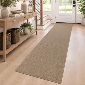 DEXI Thin Hallway Runner Rug 2'4"x10', Non Slip Entryway Rugs, Dark Beige, 28" X 120"