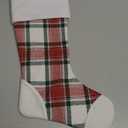 Classic Tartan Plaid Christmas Stocking with White Cuff, Large Family Fireplace Stocking for Holiday Party Decor